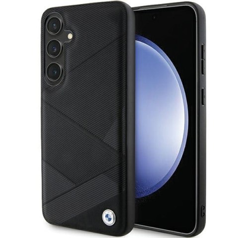 BMW nakładka do Samsung Galaxy S24 Plus czarna Signature Leather Crossing Lines Pattern