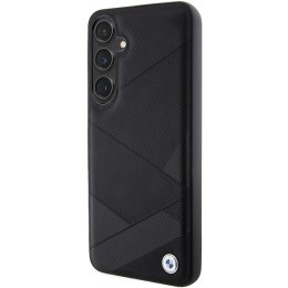 BMW nakładka do Samsung Galaxy S24 Plus czarna Signature Leather Crossing Lines Pattern
