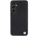 BMW nakładka do Samsung Galaxy S24 Plus czarna Signature Leather Crossing Lines Pattern