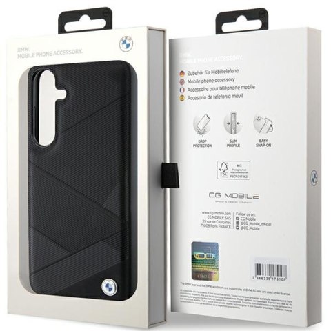 BMW nakładka do Samsung Galaxy S24 Plus czarna Signature Leather Crossing Lines Pattern BMW nakładka do Samsung Galaxy S24 Plus czarna Signature Leather Crossing Lines Pattern