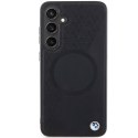 BMW nakładka do Samsung Galaxy S24 Plus czarna Signature Leather Half Textured & Circle MagSafe