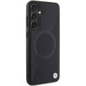 BMW nakładka do Samsung Galaxy S24 Plus czarna Signature Leather Half Textured & Circle MagSafe