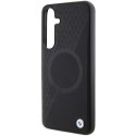 BMW nakładka do Samsung Galaxy S24 Plus czarna Signature Leather Half Textured & Circle MagSafe