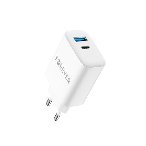 Forever ładowarka sieciowa PD QC TC-07-30AC 1x USB-C 1x USB 30W biała + kabel USB-C - USB-C 60W Forever ładowarka sieciowa PD QC TC-07-30AC 1x USB-C 1x USB 30W biała + kabel USB-C - USB-C 60W