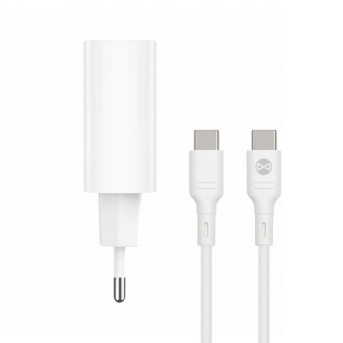 Forever ładowarka sieciowa PD QC TC-07-30AC 1x USB-C 1x USB 30W biała + kabel USB-C - USB-C 60W Forever ładowarka sieciowa PD QC TC-07-30AC 1x USB-C 1x USB 30W biała + kabel USB-C - USB-C 60W