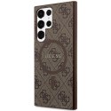 Guess nakładka do Samsung Galaxy S24 Ultra GUHMS24LG4GFRW brązowa HC MAGSAFE PU 4G RING CLASSIC LOGO