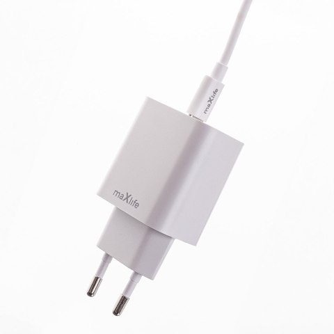 Maxlife ładowarka sieciowa PD QC MXTC-06-20C 1x USB-C 20W biała + kabel USB-C - Lightning 20W Maxlife ładowarka sieciowa PD QC MXTC-06-20C 1x USB-C 20W biała + kabel USB-C - Lightning 20W