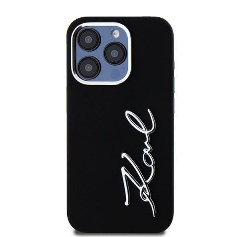 Karl Lagerfeld nakładka do iPhone 15 Pro 6,1" KLHCP15LSCMSMVK czarna HC silicone sign metal logo Karl Lagerfeld nakładka do iPhone 15 Pro 6,1" KLHCP15LSCMSMVK czarna HC silicone sign metal logo