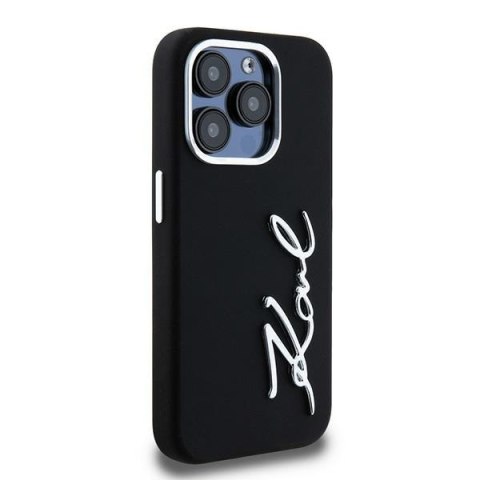 Karl Lagerfeld nakładka do iPhone 15 Pro 6,1" KLHCP15LSCMSMVK czarna HC silicone sign metal logo Karl Lagerfeld nakładka do iPhone 15 Pro 6,1" KLHCP15LSCMSMVK czarna HC silicone sign metal logo