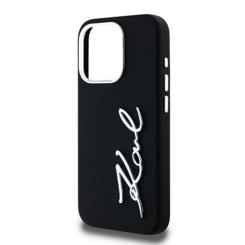 Karl Lagerfeld nakładka do iPhone 15 Pro 6,1" KLHCP15LSCMSMVK czarna HC silicone sign metal logo Karl Lagerfeld nakładka do iPhone 15 Pro 6,1" KLHCP15LSCMSMVK czarna HC silicone sign metal logo