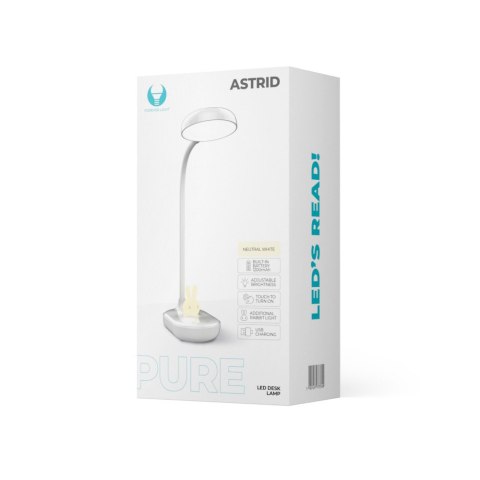 Lampa biurkowa LED 4,5W ze świecącym króliczkiem PURE FLB-30 ASTRID biała Forever Light Lampa biurkowa LED 4,5W ze świecącym króliczkiem PURE FLB-30 ASTRID biała Forever Light