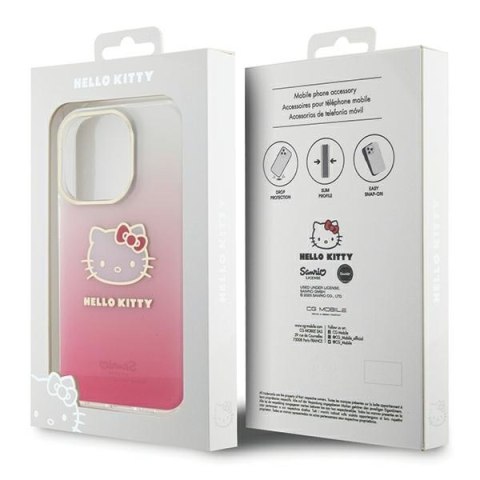 Nakładka Hello Kitty do iPhone 15 Pro 6,1" różowa hardcase IML Gradient Electrop Kitty Head Nakładka Hello Kitty do iPhone 15 Pro 6,1" różowa hardcase IML Gradient Electrop Kitty Head
