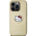 Nakładka Hello Kitty do iPhone 15 Pro 6,1" złota hardcase Leather Kitty Head MagSafe