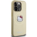 Nakładka Hello Kitty do iPhone 15 Pro 6,1" złota hardcase Leather Kitty Head MagSafe