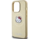 Nakładka Hello Kitty do iPhone 15 Pro 6,1" złota hardcase Leather Kitty Head MagSafe