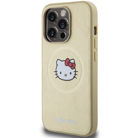 Nakładka Hello Kitty do iPhone 15 Pro Max 6,7" złota hardcase Leather Kitty Head MagSafe Nakładka Hello Kitty do iPhone 15 Pro Max 6,7" złota hardcase Leather Kitty Head MagSafe