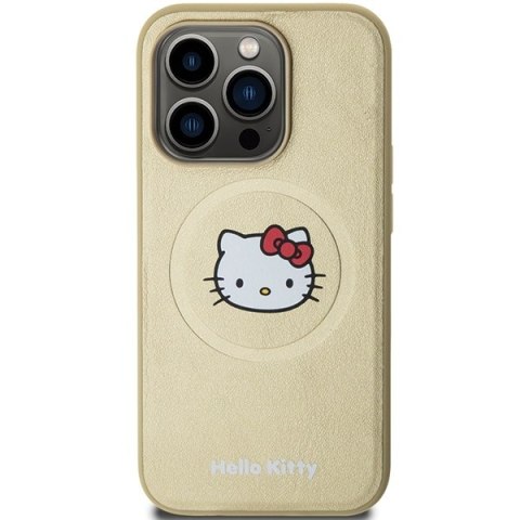 Nakładka Hello Kitty do iPhone 15 Pro Max 6,7" złota hardcase Leather Kitty Head MagSafe Nakładka Hello Kitty do iPhone 15 Pro Max 6,7" złota hardcase Leather Kitty Head MagSafe