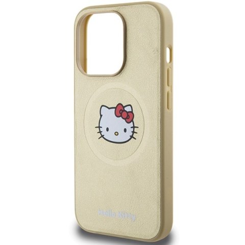 Nakładka Hello Kitty do iPhone 15 Pro Max 6,7" złota hardcase Leather Kitty Head MagSafe Nakładka Hello Kitty do iPhone 15 Pro Max 6,7" złota hardcase Leather Kitty Head MagSafe
