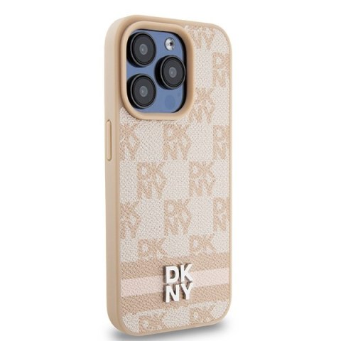 DKNY nakładka do iPhone 15 Pro 6,1" DKHCP15LPCPTSSP różowa HC PU checkered pattern w printed stripes DKNY nakładka do iPhone 15 Pro 6,1" DKHCP15LPCPTSSP różowa HC PU checkered pattern w printed stripes