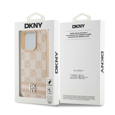 DKNY nakładka do iPhone 15 Pro 6,1" DKHCP15LPCPTSSP różowa HC PU checkered pattern w printed stripes DKNY nakładka do iPhone 15 Pro 6,1" DKHCP15LPCPTSSP różowa HC PU checkered pattern w printed stripes
