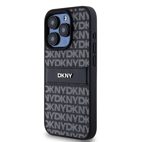 DKNY nakładka do iPhone 15 Pro 6,1" DKHCP15LPRTHSLK czarna HC PU repeat texture pattern w tonal stripe DKNY nakładka do iPhone 15 Pro 6,1" DKHCP15LPRTHSLK czarna HC PU repeat texture pattern w tonal stripe