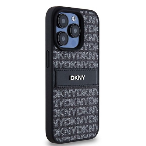 DKNY nakładka do iPhone 15 Pro 6,1" DKHCP15LPRTHSLK czarna HC PU repeat texture pattern w tonal stripe DKNY nakładka do iPhone 15 Pro 6,1" DKHCP15LPRTHSLK czarna HC PU repeat texture pattern w tonal stripe