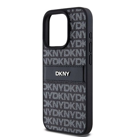 DKNY nakładka do iPhone 15 Pro 6,1" DKHCP15LPRTHSLK czarna HC PU repeat texture pattern w tonal stripe DKNY nakładka do iPhone 15 Pro 6,1" DKHCP15LPRTHSLK czarna HC PU repeat texture pattern w tonal stripe