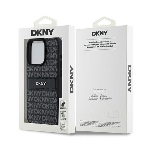 DKNY nakładka do iPhone 15 Pro 6,1" DKHCP15LPRTHSLK czarna HC PU repeat texture pattern w tonal stripe DKNY nakładka do iPhone 15 Pro 6,1" DKHCP15LPRTHSLK czarna HC PU repeat texture pattern w tonal stripe