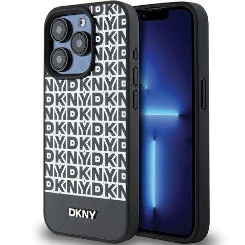 DKNY nakładka do iPhone 15 Pro 6,1" DKHMP15LPSOSPK czarna HC Magsafe pu repeat pattern w bottom stripe DKNY nakładka do iPhone 15 Pro 6,1" DKHMP15LPSOSPK czarna HC Magsafe pu repeat pattern w bottom stripe