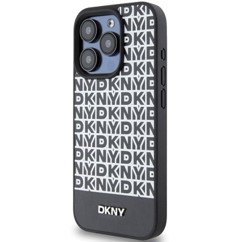 DKNY nakładka do iPhone 15 Pro 6,1" DKHMP15LPSOSPK czarna HC Magsafe pu repeat pattern w bottom stripe DKNY nakładka do iPhone 15 Pro 6,1" DKHMP15LPSOSPK czarna HC Magsafe pu repeat pattern w bottom stripe