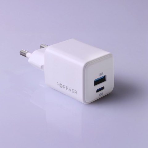 Forever ładowarka sieciowa GaN PD QC TC-08-30AC 1x USB-C 1x USB 30W biała Forever ładowarka sieciowa GaN PD QC TC-08-30AC 1x USB-C 1x USB 30W biała