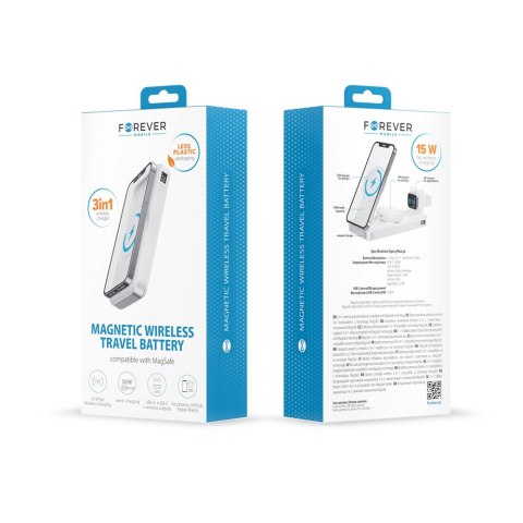 Forever power bank bezprzewodowy MATB-300 10000 mAh 3w1 biały Forever power bank bezprzewodowy MATB-300 10000 mAh 3w1 biały