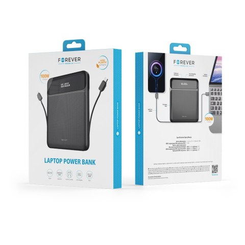 Forever power bank do laptopa TB-200 100W 20000 mAh czarny Forever power bank do laptopa TB-200 100W 20000 mAh czarny