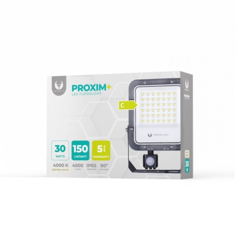 Naświetlacz LED PROXIM+ 30W 4000K 4500lm PIR 230V IP65 Forever Light 150lm/W 5 lat gwarancji Naświetlacz LED PROXIM+ 30W 4000K 4500lm PIR 230V IP65 Forever Light 150lm/W 5 lat gwarancji