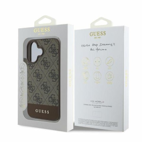 Guess nakładka do iPhone 16 6,1" GUHCP16SG4GLBR brązowa hardcase 4G Bottom Stripe Guess nakładka do iPhone 16 6,1" GUHCP16SG4GLBR brązowa hardcase 4G Bottom Stripe
