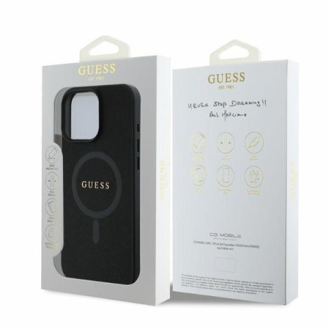Guess nakładka do iPhone 16 Pro Max 6,9" GUHMP16XPSAHMCK czarna hardcase Saffiano Classic Logo MagSafe Guess nakładka do iPhone 16 Pro Max 6,9" GUHMP16XPSAHMCK czarna hardcase Saffiano Classic Logo MagSafe