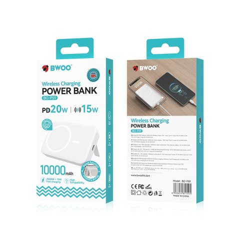 BWOO Power bank 20W z MagSafe, 10000 mAh, biały BWOO Power bank 20W z MagSafe, 10000 mAh, biały