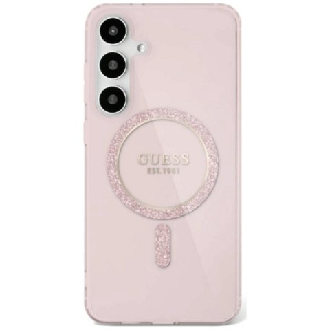Guess nakładka HC Magnetic IML Glitter Circle do Samsung Galaxy S25 różowa