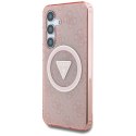 Guess nakładka HC Magnetic IML Metal Glitter 4G Circle Triangle do Samsung Galaxy S25 różowa