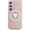 Guess nakładka HC Magnetic IML Metal Glitter 4G Circle Triangle do Samsung Galaxy S25 różowa