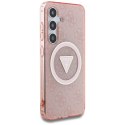 Guess nakładka HC Magnetic IML Metal Glitter 4G Circle Triangle do Samsung Galaxy S25 różowa