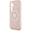 Guess nakładka HC Magnetic IML Metal Glitter 4G Circle Triangle do Samsung Galaxy S25 różowa