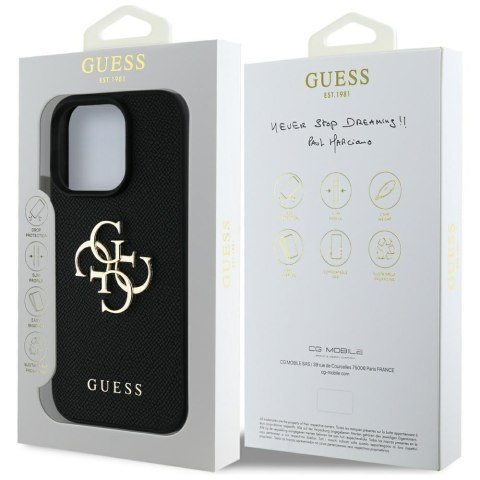 Guess nakładka Hardcase PU Grained Big 4G and Classic Logo do iPhone 16 Pro 6,3" Czarna Guess nakładka Hardcase PU Grained Big 4G and Classic Logo do iPhone 16 Pro 6,3" Czarna