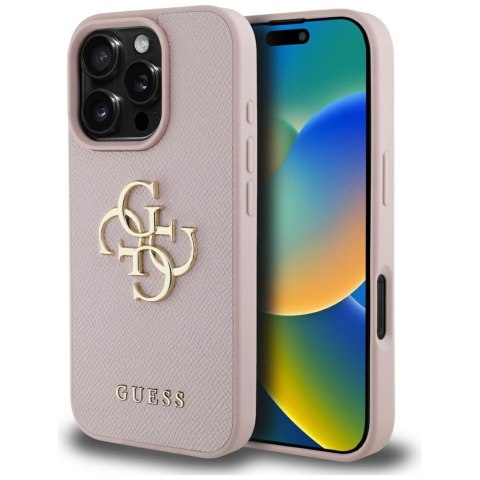 Guess nakładka Hardcase PU Grained Big 4G and Classic Logo do iPhone 16 Pro 6,3" Różowa Guess nakładka Hardcase PU Grained Big 4G and Classic Logo do iPhone 16 Pro 6,3" Różowa
