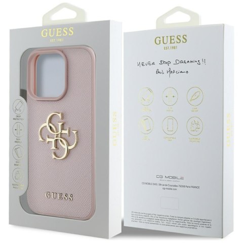 Guess nakładka Hardcase PU Grained Big 4G and Classic Logo do iPhone 16 Pro 6,3" Różowa Guess nakładka Hardcase PU Grained Big 4G and Classic Logo do iPhone 16 Pro 6,3" Różowa