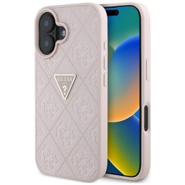 Guess nakładka Hardcase PU Grained Hot Stamp 4G Triangle Metal do iPhone 16 6,1