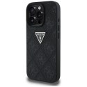 Guess nakładka Hardcase PU Grained Hot Stamp 4G Triangle Metal do iPhone 16 Pro 6,3" Czarna