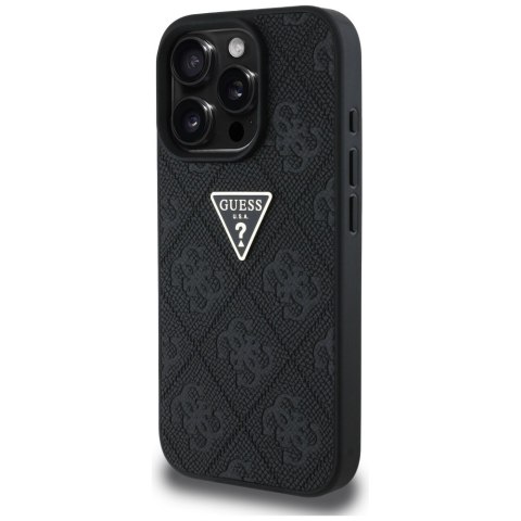 Guess nakładka Hardcase PU Grained Hot Stamp 4G Triangle Metal do iPhone 16 Pro 6,3" Czarna Guess nakładka Hardcase PU Grained Hot Stamp 4G Triangle Metal do iPhone 16 Pro 6,3" Czarna
