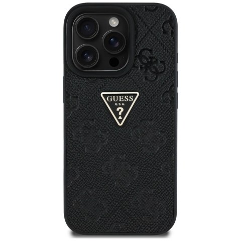Guess nakładka Hardcase PU Grained Hot Stamp 4G Triangle Metal do iPhone 16 Pro 6,3" Czarna Guess nakładka Hardcase PU Grained Hot Stamp 4G Triangle Metal do iPhone 16 Pro 6,3" Czarna