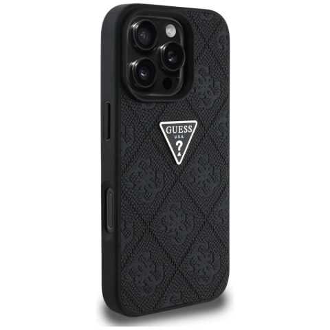 Guess nakładka Hardcase PU Grained Hot Stamp 4G Triangle Metal do iPhone 16 Pro 6,3" Czarna Guess nakładka Hardcase PU Grained Hot Stamp 4G Triangle Metal do iPhone 16 Pro 6,3" Czarna
